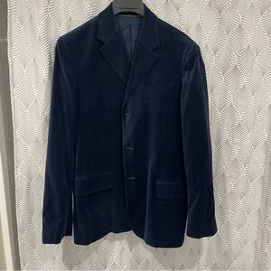 Navy Blue Men's Velour Blazer